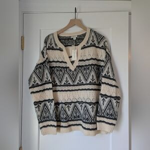 Sundance Brixen Cream and Black Patterned Sweater